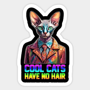 Cool Cats Have No Hair Sticker